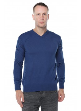 Pulover barbatesc ,Cashmere, Giovane Ricco, in anchior, cu lana merinos si casmir, Bleumarin